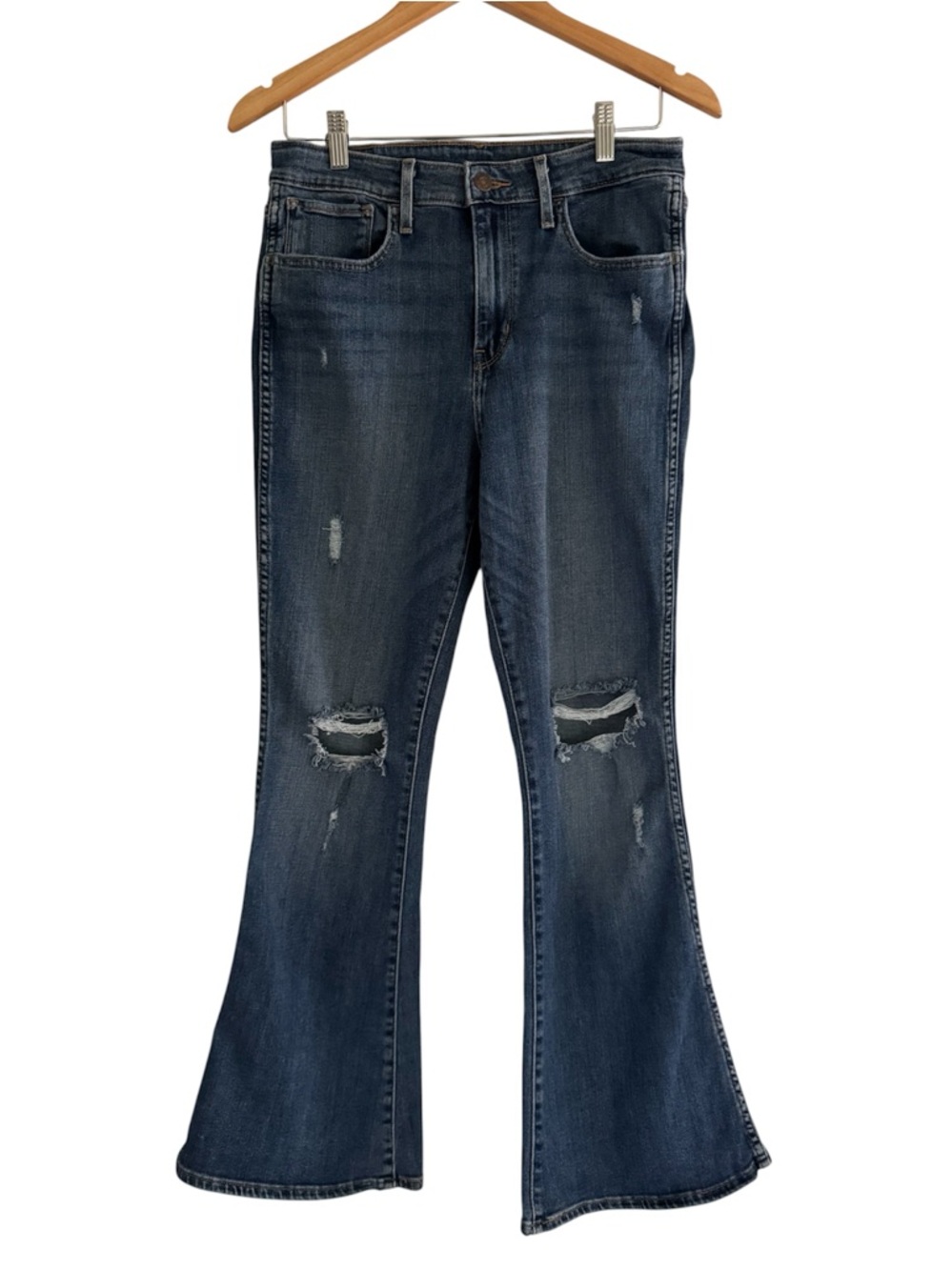 y2k levi’s flare jeans high rise distressed medium wash